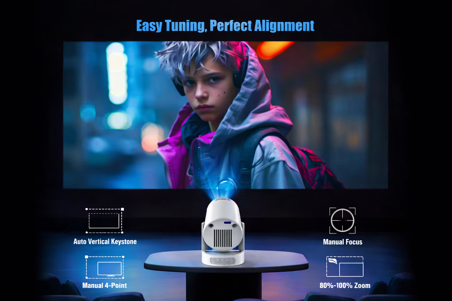 HY300X Mini Smart Projector – Portable Home Cinema